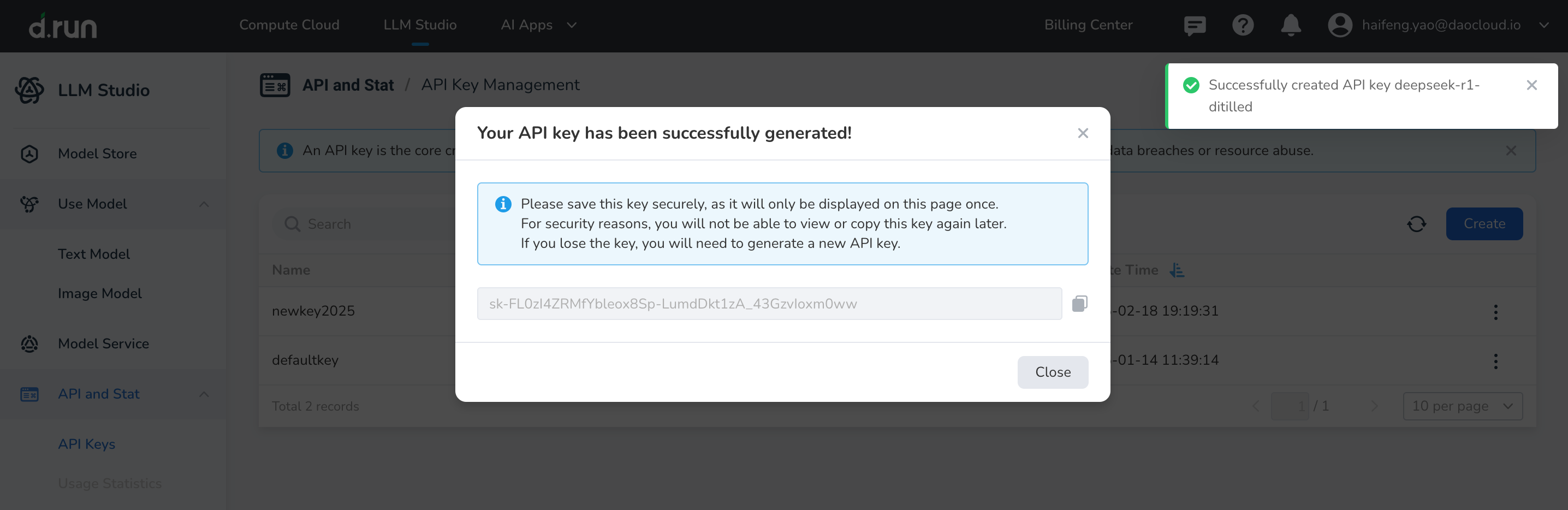 Generate key